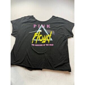 Pink Floyd Dark Side Of The Moon T-shirt Cropped Short Sleeve Size XL Black